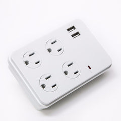 4-Outlet Surge Protected Wall Plug with 2 USB Charging Ports