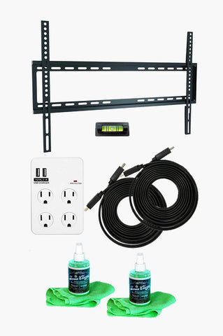 Tilt TV Wall Mount Kit — Ultimate Bundle for 37-70 Inch TVs + SurgePro 4-Outlet Surge Adapter w/ 2 USB ports + 2 LED TV Screen Cleaning Kits + 2 HDMI Cables