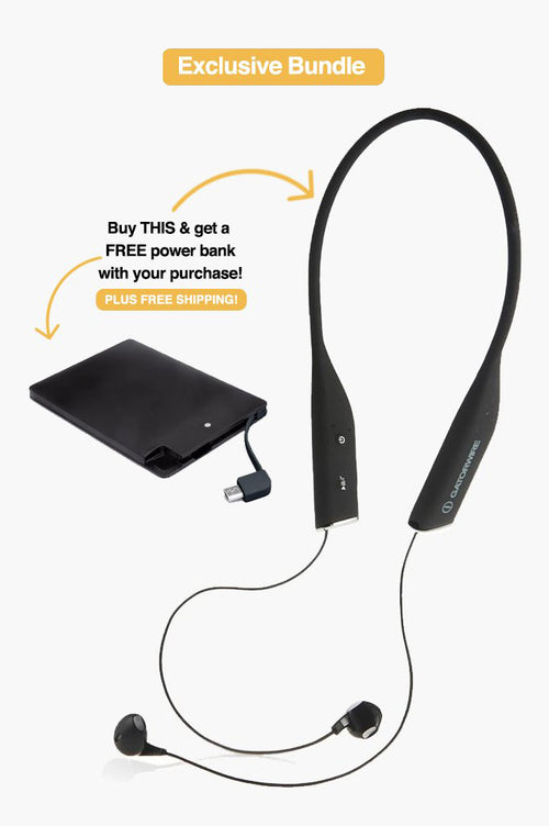 HEADPHONE BUNDLE — Gatorwire Amphipods Wireless Bluetooth Waterproof/Sweatproof IPX7 NFC Headset with FREE 2300mAh Chargercard Powerbank with Micro USB Adapter